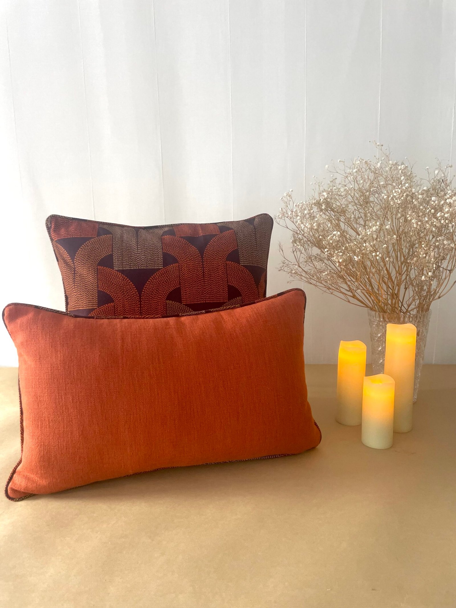 Lot de 2 coussins carré et rectangulaire